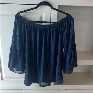 Lilly Pulitzer Blue Flutter Sleeve Blouse